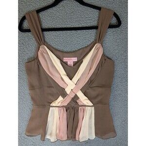 Bandolino Y2K Mocha Woven Front Tank Top Blouse Women's Size 10 "Las Palmas"